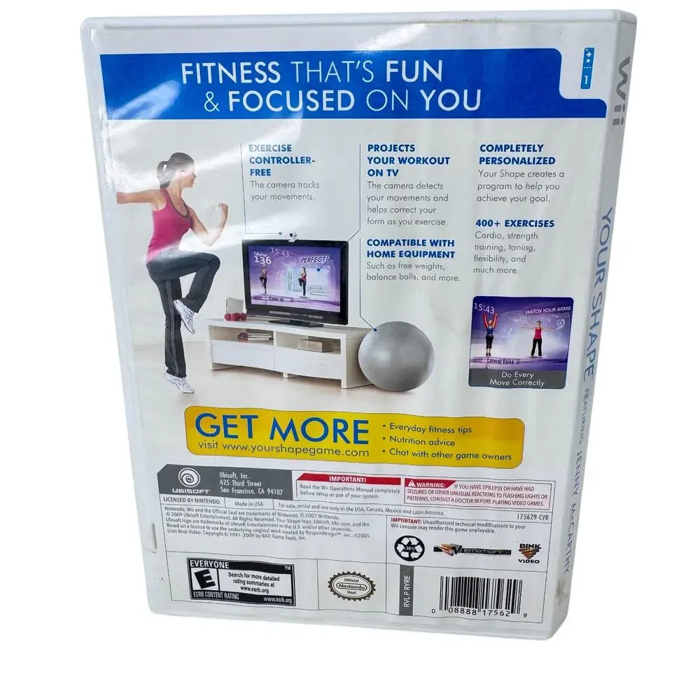 Your Shape‎ Featuring Jenny McCarthy Fitness DVD Ubisoft (Nintendo Wii, 2009)